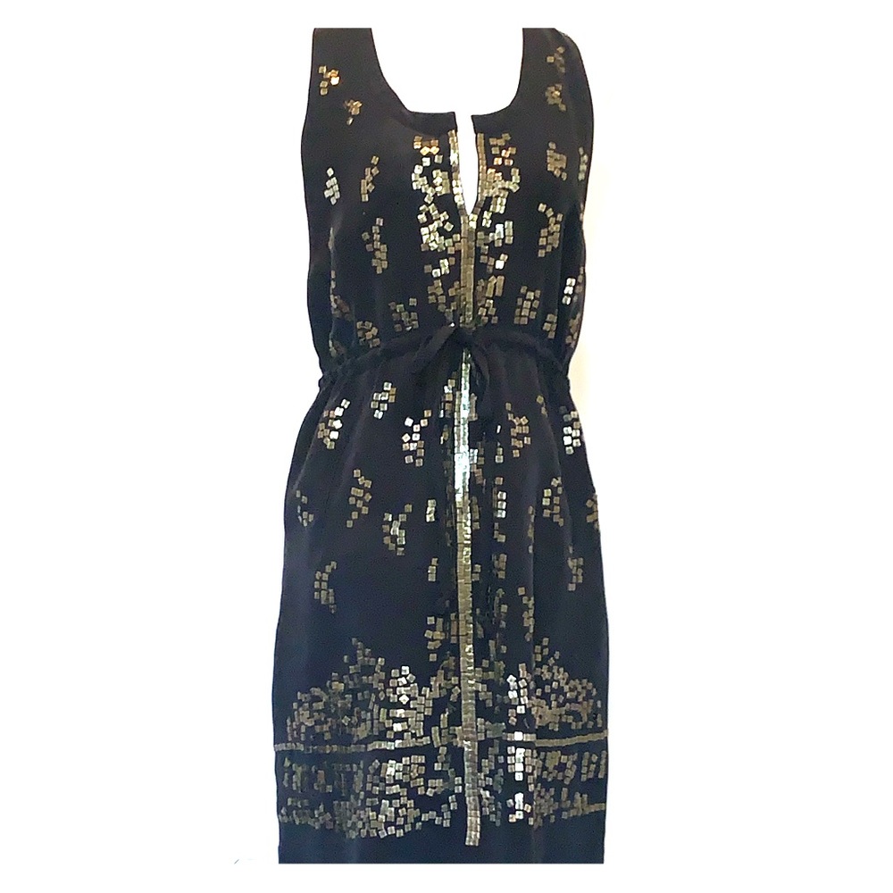 Madison Marcus black dress with gold sequins Small